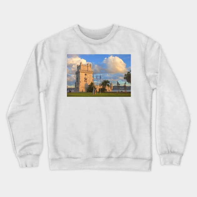 Torre de Belém. sunset Crewneck Sweatshirt by terezadelpilar